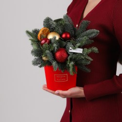 novogodnyaya kompoziciya v korobke s datskoj elkoj 3